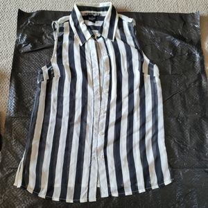 Black & white striped sleeveless tank top blouse Size S